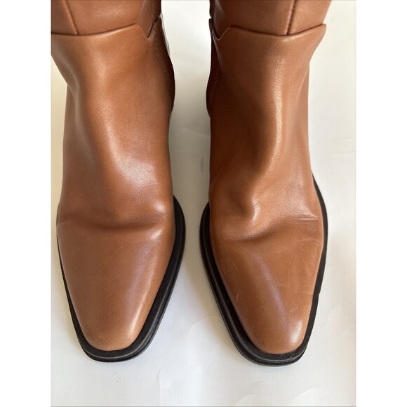 Ladies Franco Sarto Dorica Wide Calf Tall Shaft Taupe Brown Leather Boots 9M WC - Picture 10 of 10